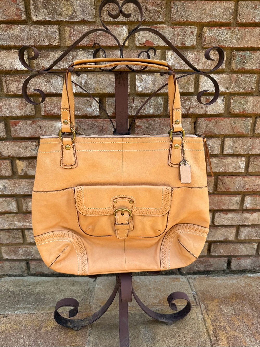 Coach Poppy Whipstitch Hobo with Front Buckle Pocket
